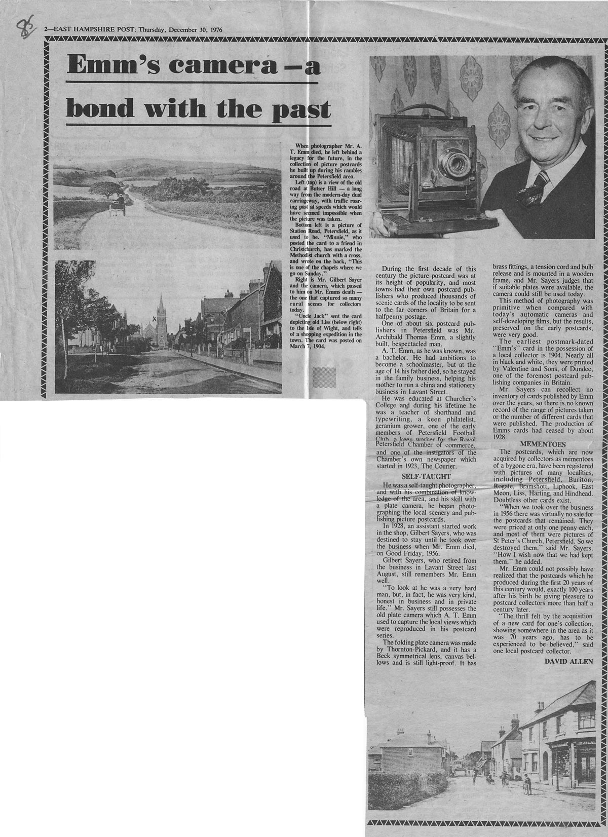 Scan of article in East Hampshire Post